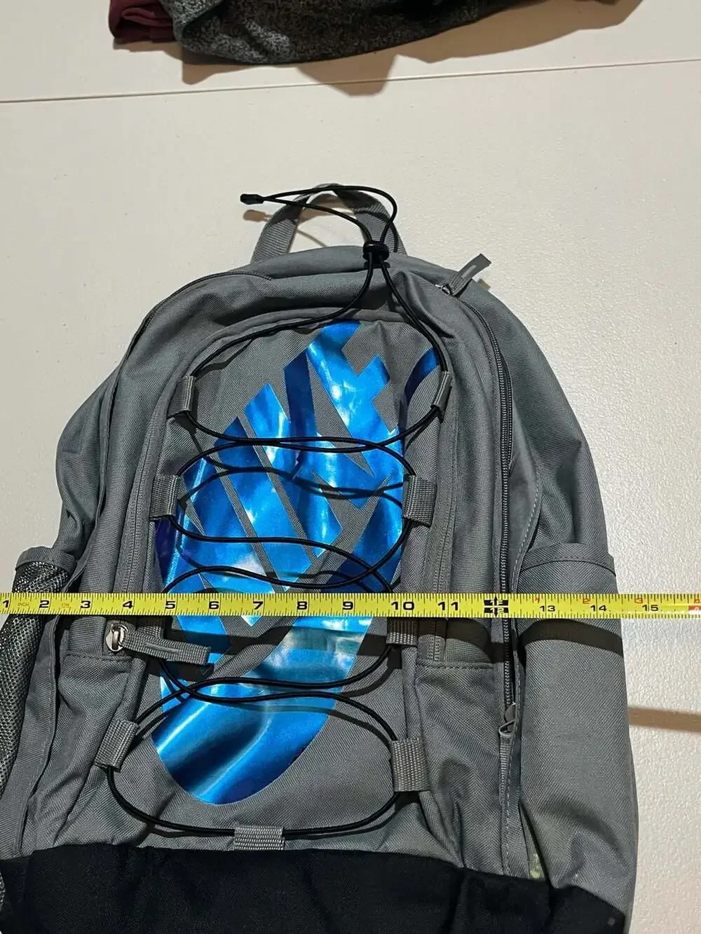Nike Hayward Backpack Grey with Iridescent Logo and Front Bungee Cord 001-0026